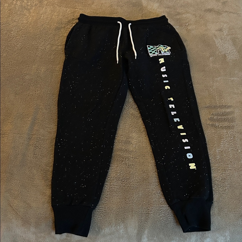 MTV Kids Black Sweatpants with Logo and Text